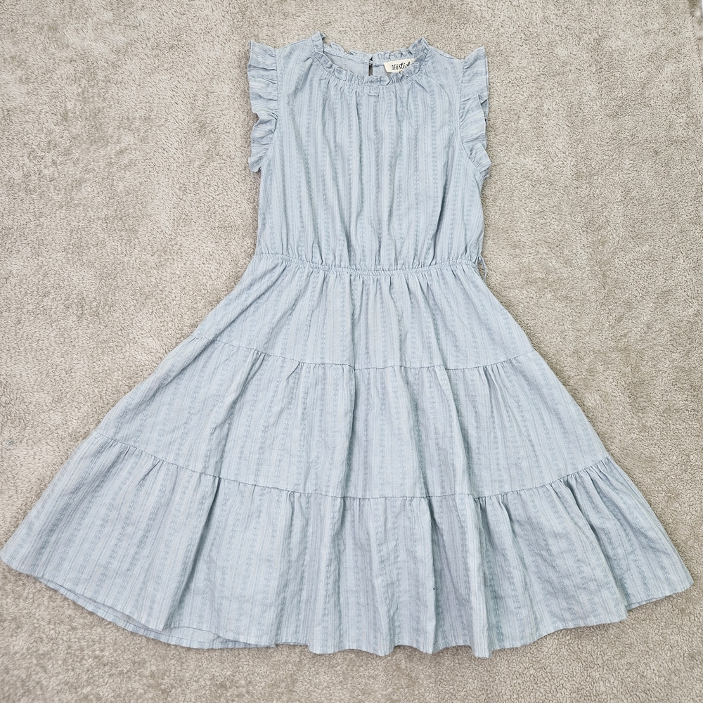 Listicle Tiered Ruffle Dress L Light Blue Cottagecore Spring Romantic Picnic - Picture 2 of 10